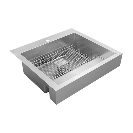 Elkay SS 29-7/8" x 27-1/4" x 9-5/8" 1-Hole Single Bwl Farmhse Workstation Sink w/ 4-13/16" Deep Work Shelf ELDSSF30279DBG